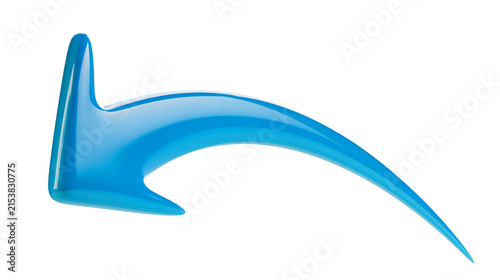 Foto Glossy blue arrow shape, isolated on transparent background