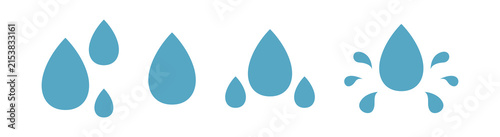 Blue water drop icons multiple liquid shapes various splash styles unique designs.