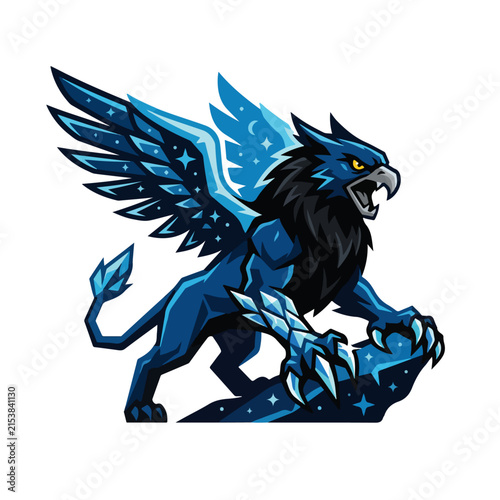 Blue Griffin Mascot Vector Illustration for Esports Logo