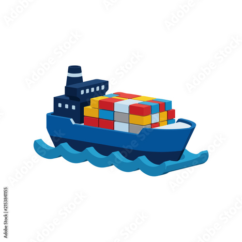 Cargo Container Ship Vector Illustration for Logistics and Transportation Design