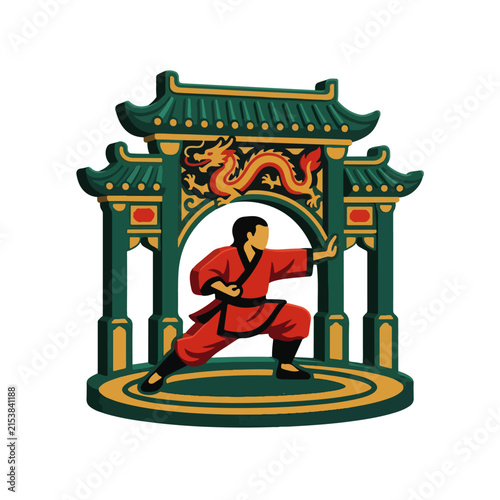 Chinese Martial Artist Kung Fu Fighter Vector Illustration