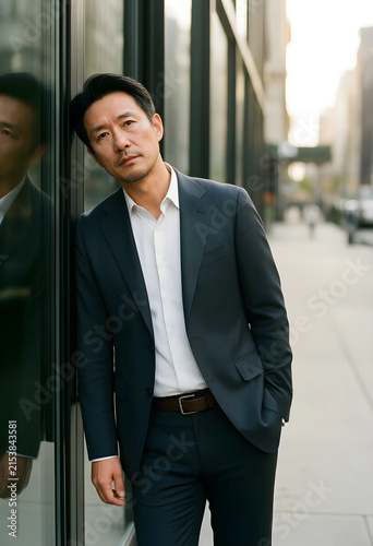 Mature asian businessman in...