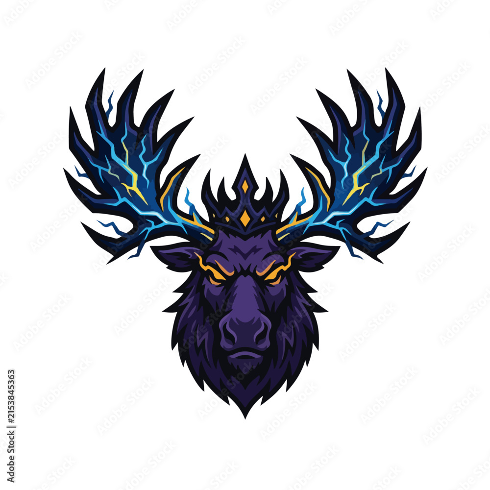 Fototapeta premium Fierce Electric Moose Mascot Logo Vector Illustration
