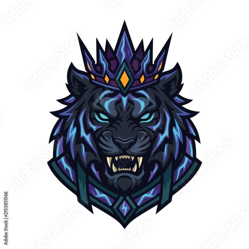 Royal Tiger Mascot Esports Gaming Logo Vector Illustration