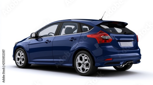 Obraz na płótnie Deep navy blue hatchback in three-quarter rear view render