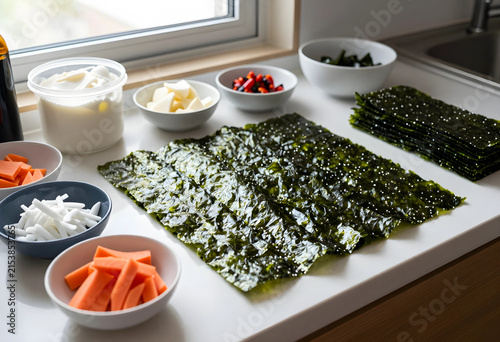 Korean gimbap ingredients o...