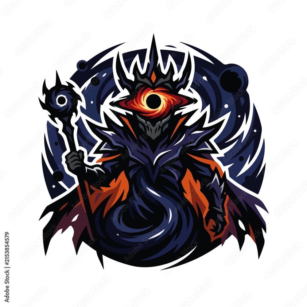 Fototapeta premium Cosmic Void Sorcerer Mascot Logo Vector Illustration