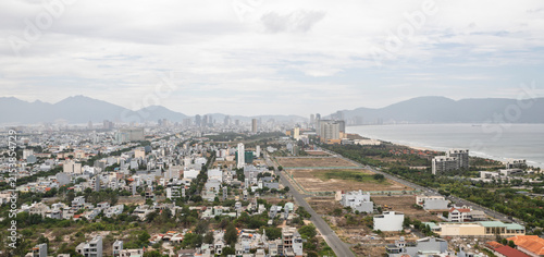 Konstfotografi Panoramic view of Da Nang city and coastline, Vietnam