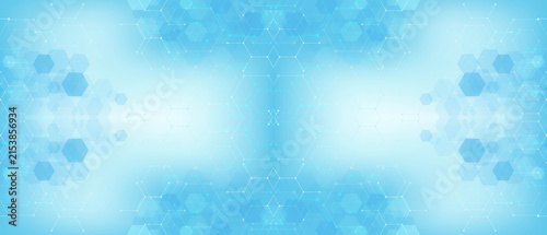 Photography Abstract digital background featuring geometric hexagonal patterns with soft blu