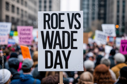 Feminist protest women against ban abortion, control autonomy female body, Roe vs Wade AI Generative