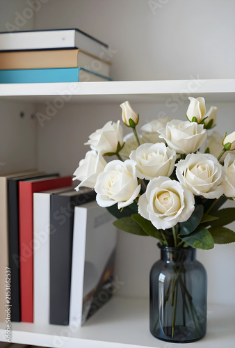 White roses bouquet in a gl...