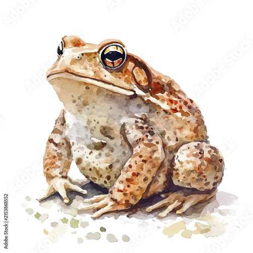 Toad, detailed watercolor painting, isolated on a white background.