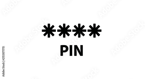 Vector illustration of pin code icon with asterisks and text on a transparent background