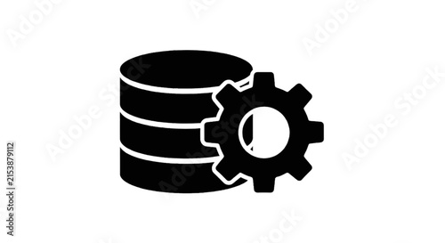 Vector illustration of database settings icon with gear symbol on a transparent background
