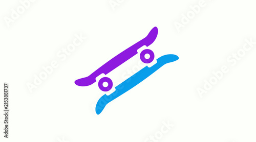 Two crossed purple and blue skateboards icon.