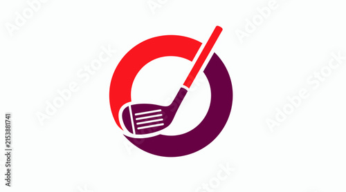 Red circular golf club logo icon.