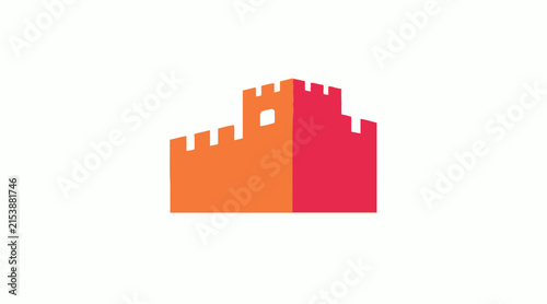 Konstfotografi Red gradient castle wall fortress icon.