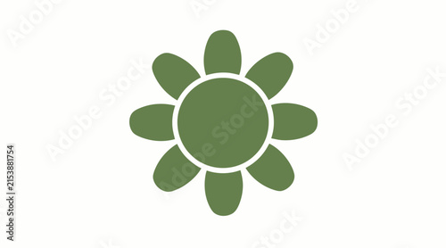 Stylized green flower icon on white background.
