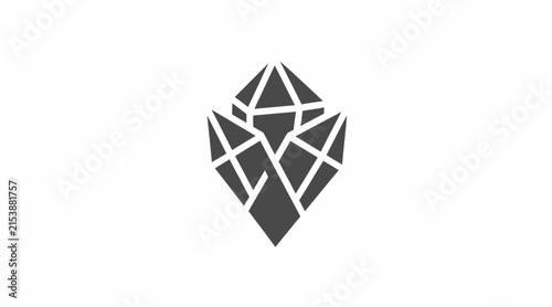 Grey geometric crystal gem icon on white.