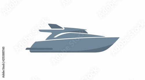 Sleek gray luxury motor yacht profile icon.