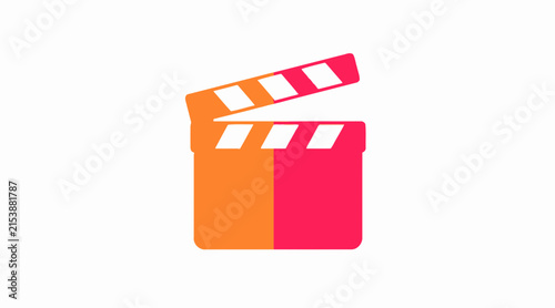 Orange and pink film clapperboard icon.
