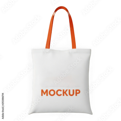 Minimalist tote bag mockup with orange handles