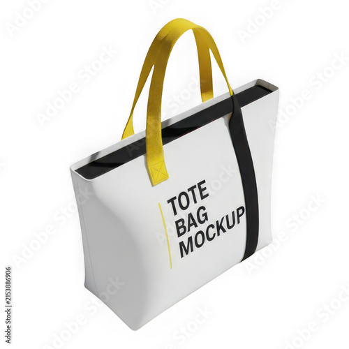Empty tote bag with colorful text design