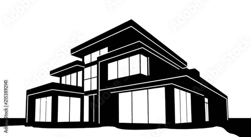 Vector illustration of modern luxury house architecture design on a transparent background