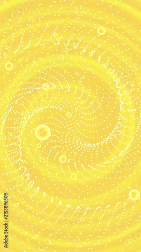 Abstract Yellow Swirl Particle Motion with Bubbles Background Loop