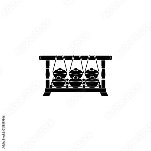 Gamelan Instrument Gong Chime Silhouette Icon.