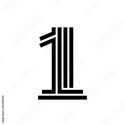 Minimal number 1 logo lines