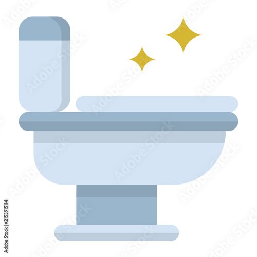 Toilet cleaning brush sanitizer hygiene service flat color icon
