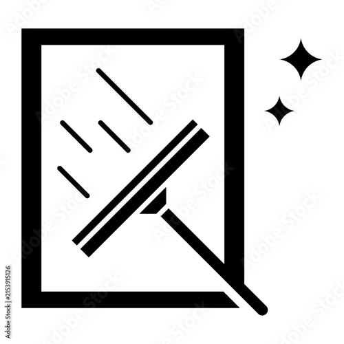 Window cleaning squeegee glass wash service solid glyph icon
