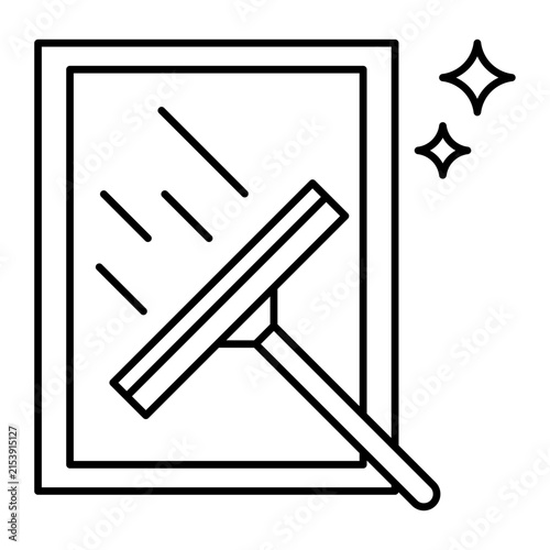 Window cleaning squeegee glass wash service line art icon
