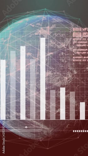 Bar chart and data processing over rotating Earth animation