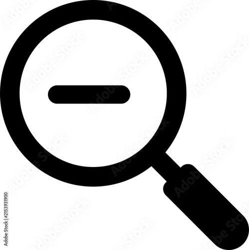 Obraz na plátne Minus Magnifying Glass Icon PNG, black search lens with a bold minus symbol insi