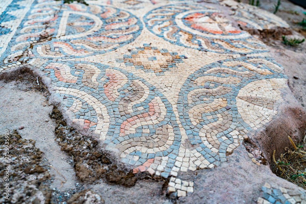 Fototapeta premium Ancient Mosaic Floor at Syedra Archaeological Site, Turkey