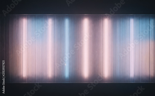 Neon Light Wall Abstract Background With Pink And Blue Glowing Vertical Tubes For Futuristic Design
