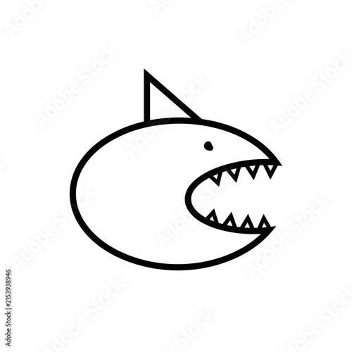 Minimalist cartoon shark illustration with sharp teeth.