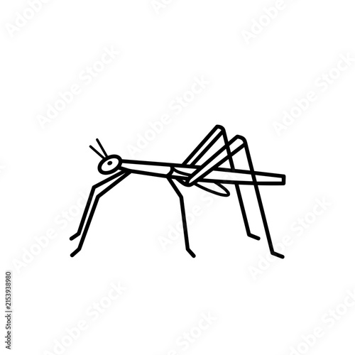 Simple Line Drawing of a Praying Mantis Insect.