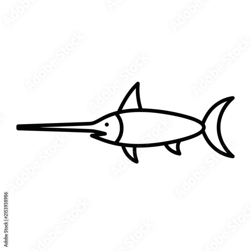 Simple Line Drawing of a Swordfish.