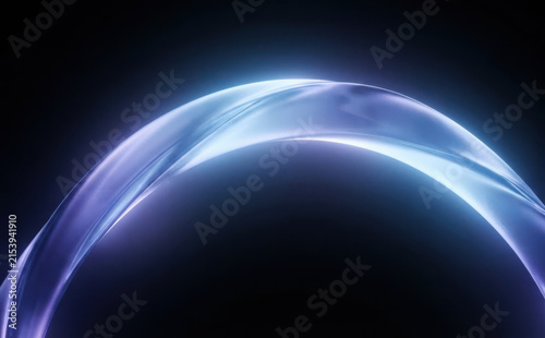 Abstract Glowing Blue Liquid Arch Wave Curve on Black Background for Technology and Science Design Concepts