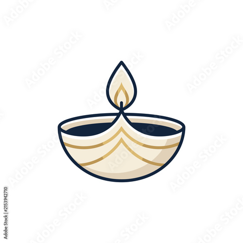 Minimalist diya lamp icon for religious festivals.