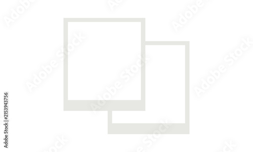 Картината върху платно Two blank white instant photo frames, overlapping design on isolated background for collage photos