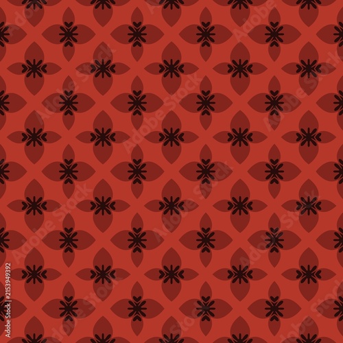 Obraz na plátne Red background with repeating black geometric pattern