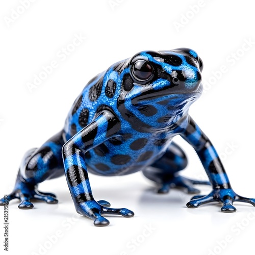 Poison Dart Frog Blue and Black Spotted Pattern Isolated on Plain White Background
