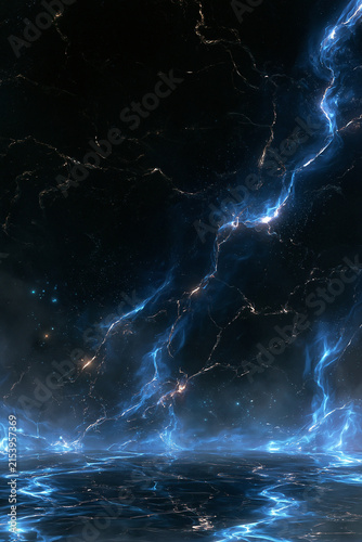 lightning bolt on black background, generation AI 