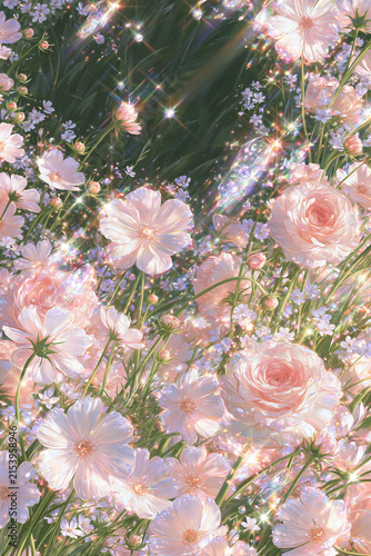 Petal Afterglow floral illustration, generation AI 
