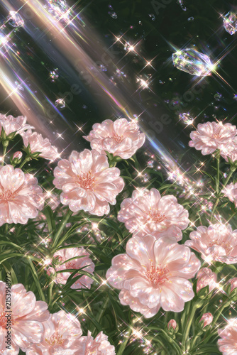 Petal Afterglow floral illustration, generation AI 