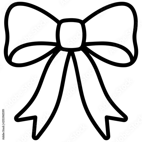 Decorative gift ribbon bow line icon for celebrations and special occasions with a stylized, minimalist